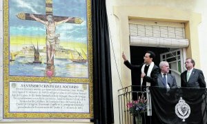 INAUGURACION MOSAICO AZULEJOS SOCORRO. PLAZA SAN GINES RESTAURALIA